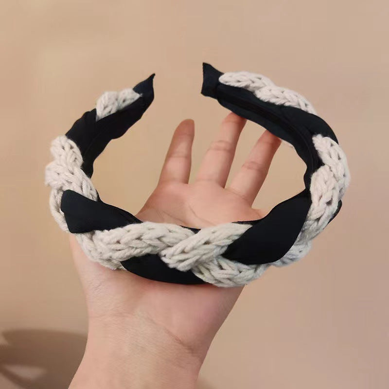 Wholesale Retro Wool Fried Dough Twists Wide Band Hair Hoop