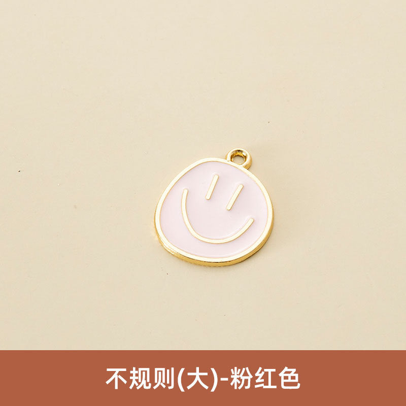 Wholesale Oil Drop Pendant Asymmetrical Funny Smiley Face Pendant Earrings Necklace Personality Pendant DIY Jewelry Accessories