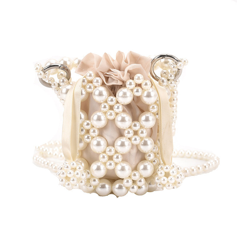 Wholesale Fresh and sweet pearl woven small bag fashionable and stylish handbag