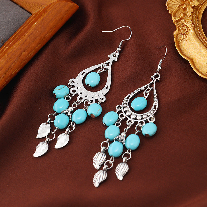 Wholesale Vintage Handmade Bohemian Water Drop Tassel Earrings