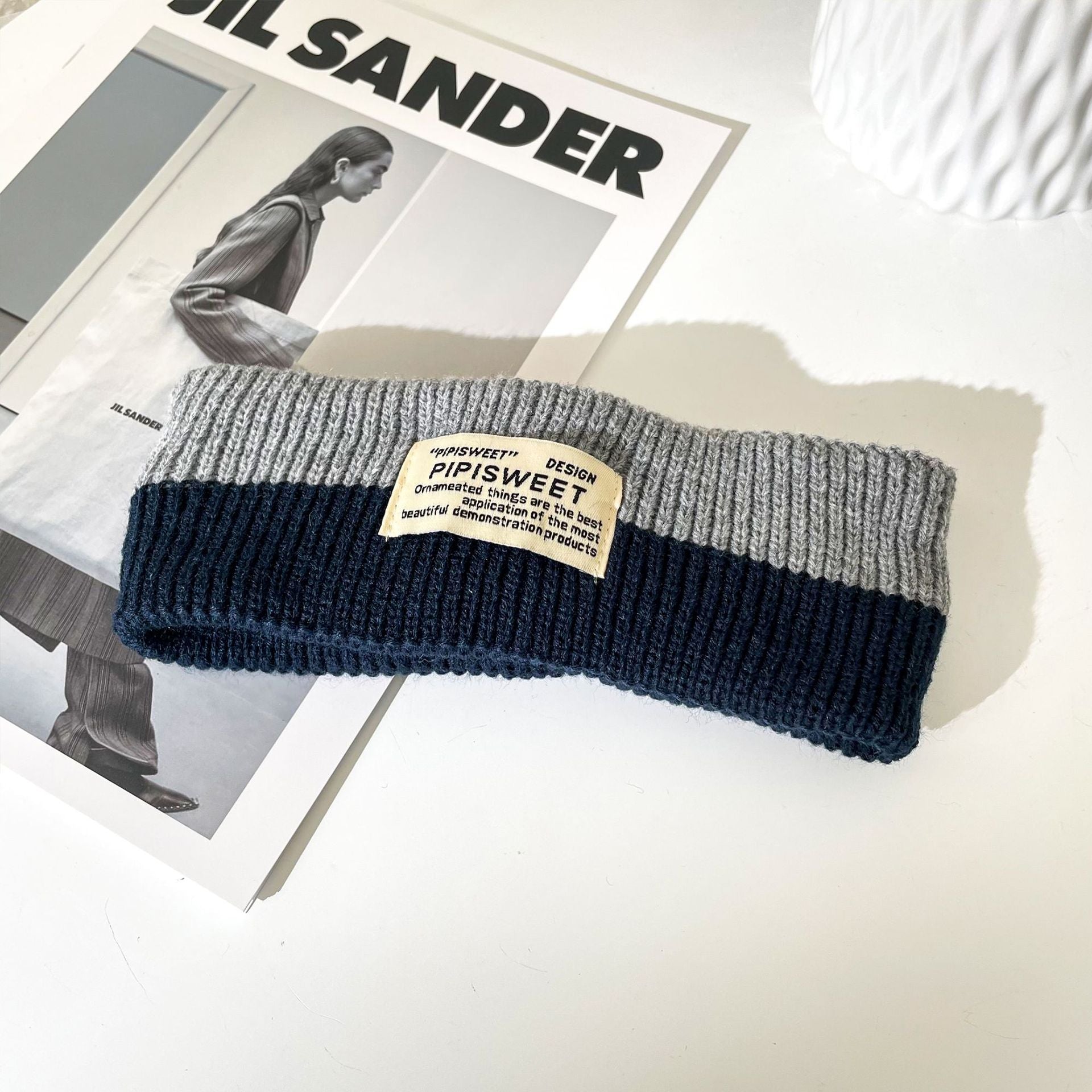 Wholesale 2023 Autumn and Winter Wool Two-color Knitted Headband