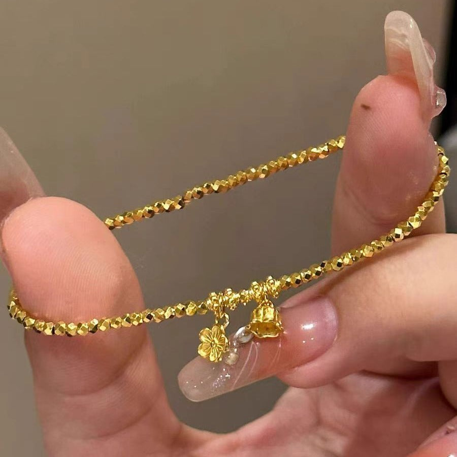 Wholesale Super shiny gold lily of the valley flower bracelet beaded hand jewelry