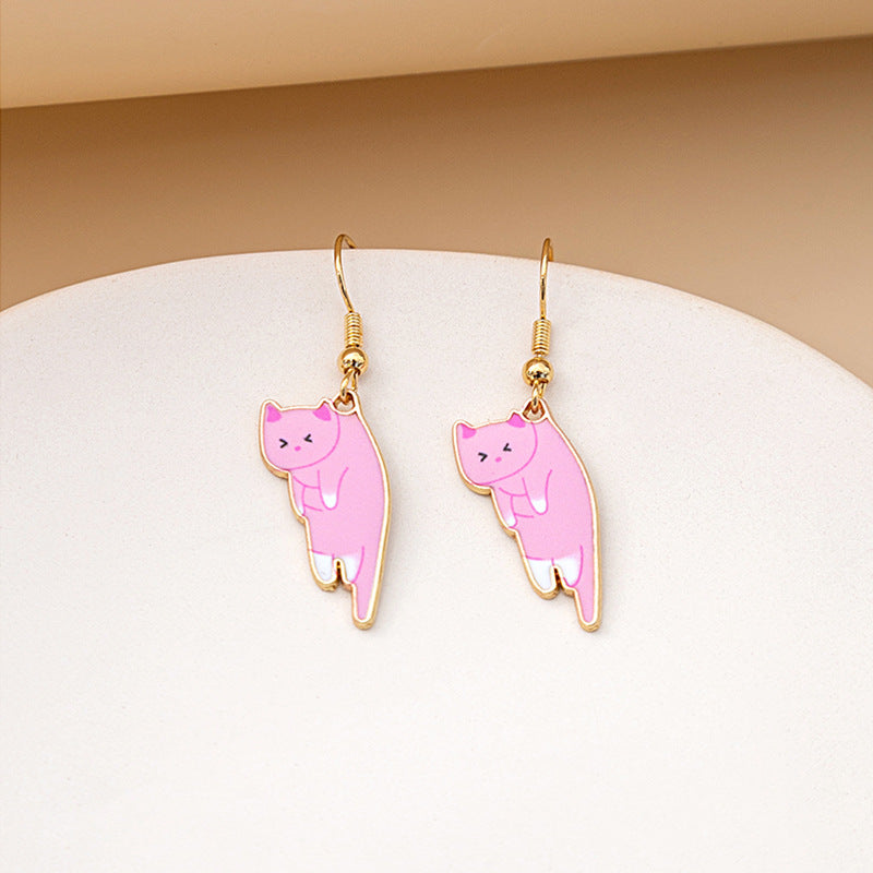 Wholesale Cartoon Cute Kitten Alloy Earrings