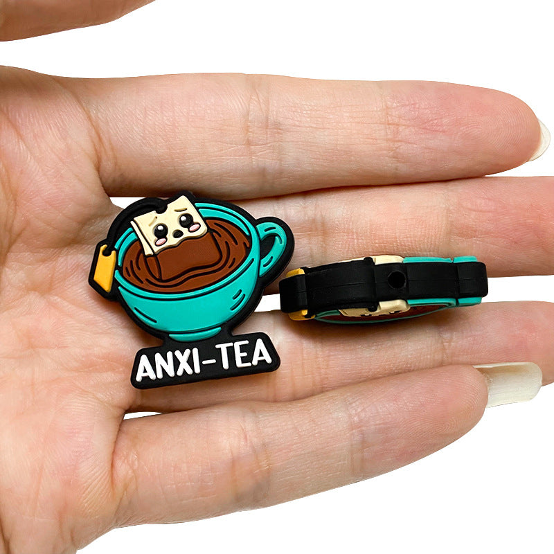 Wholesale 10pcs/pack Simulation tea coffee cup silicone beads English short sentence cartoon jewelry accessories