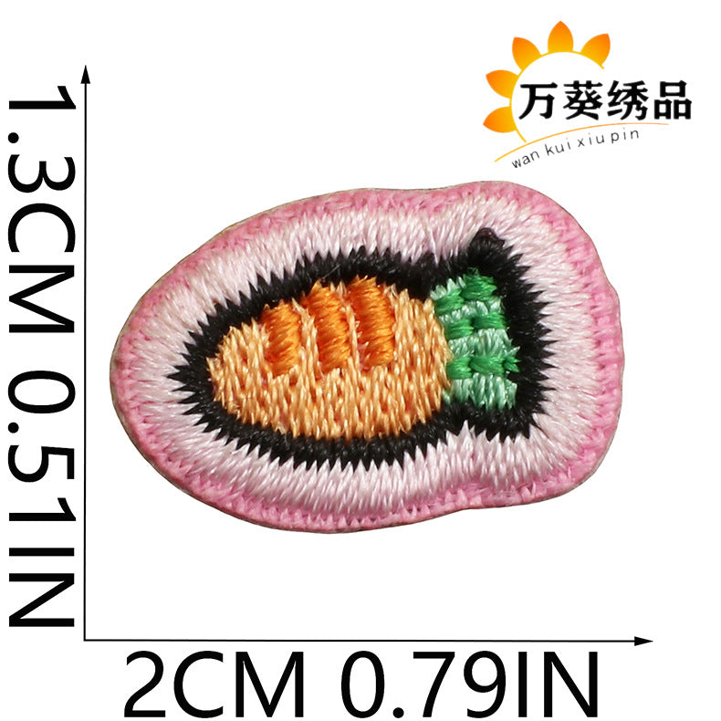 Wholesale Cute Heart Fruit Embroidered Patches Small Polyester Thread Sew On Clothing Appliques DIY Bag Charm Gift Accessory
