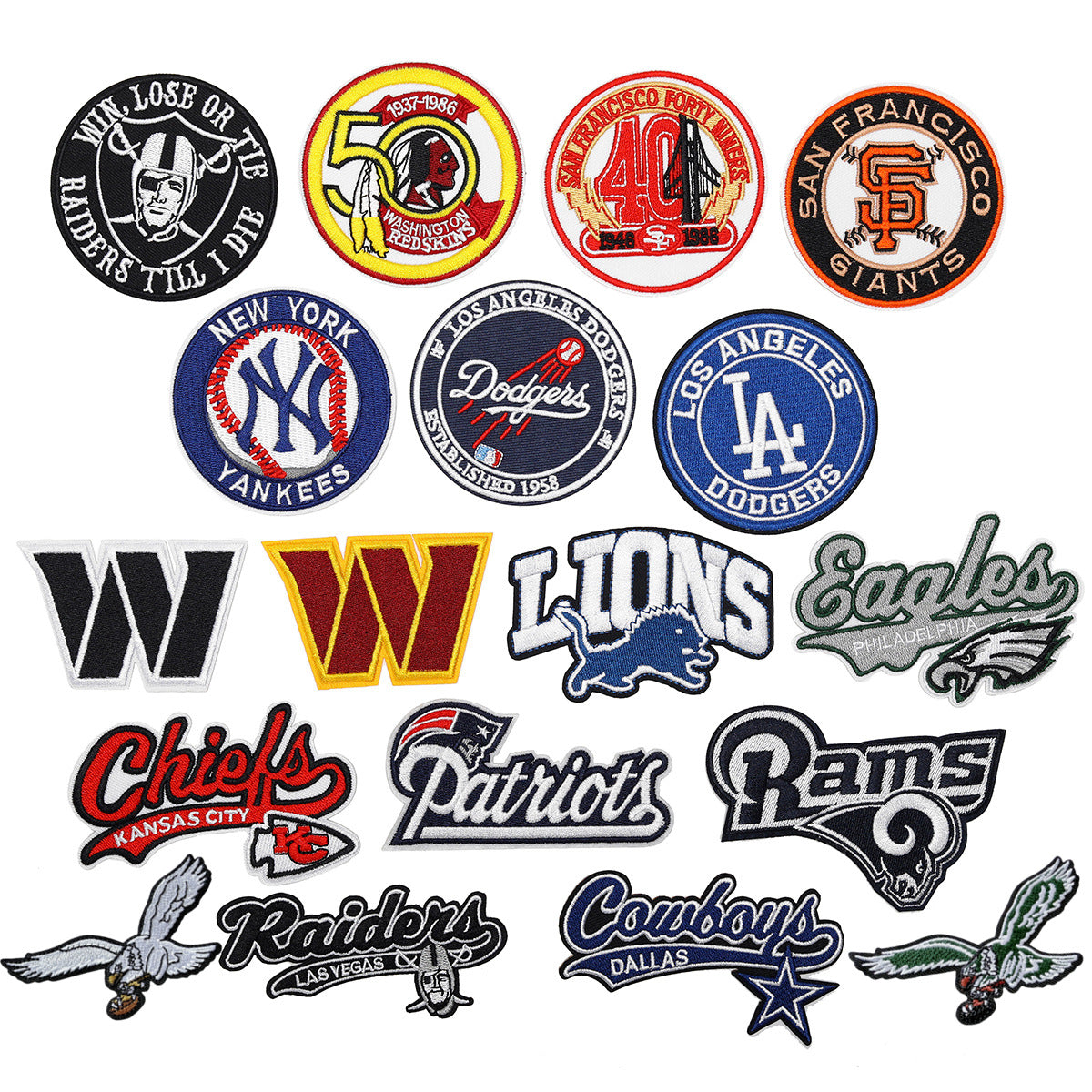 Wholesale Twill Fabric Embroidered Baseball Team Patches Set Of 16 Trendy et And Bag Accent OLY Exclusive