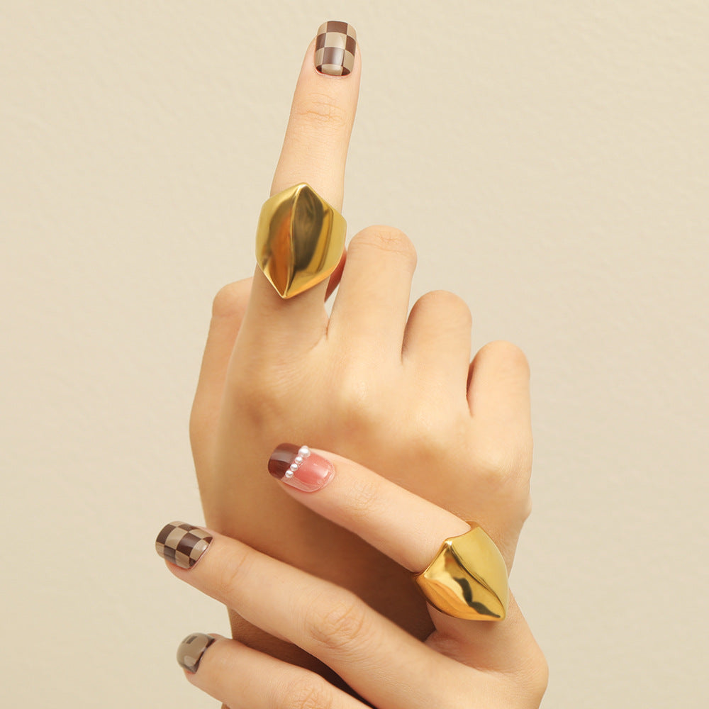 Wholesale Smooth Curve Geometric Titanium Steel Ring