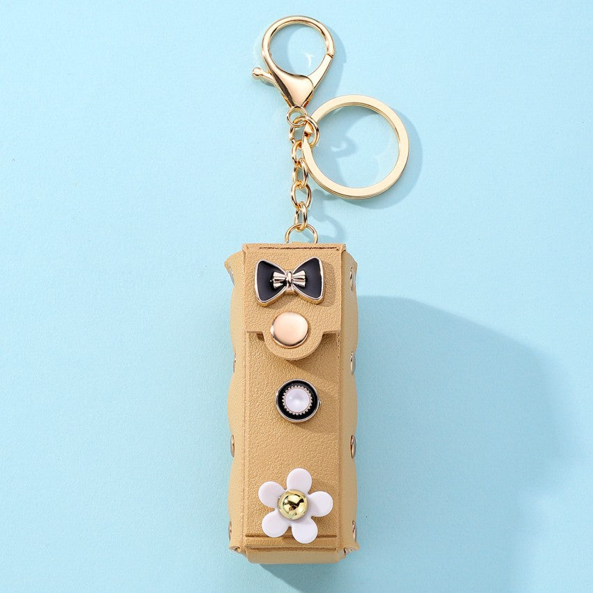 Llavero de bolsillo de lápiz labial de cuero falso al por mayor