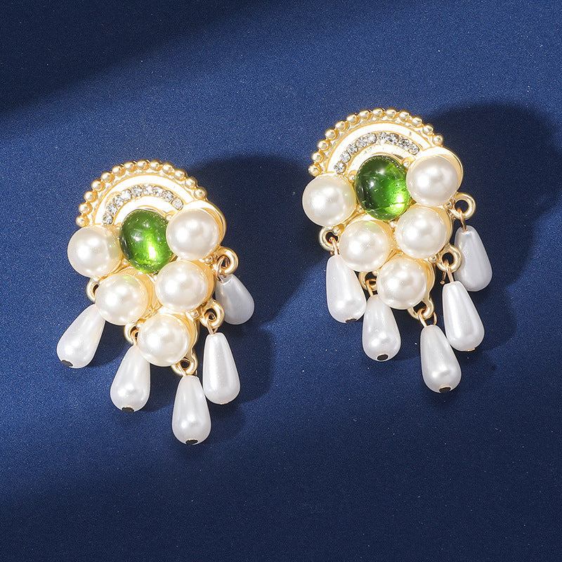 Wholesale Alloy Imitation Pearl Tassel Earrings