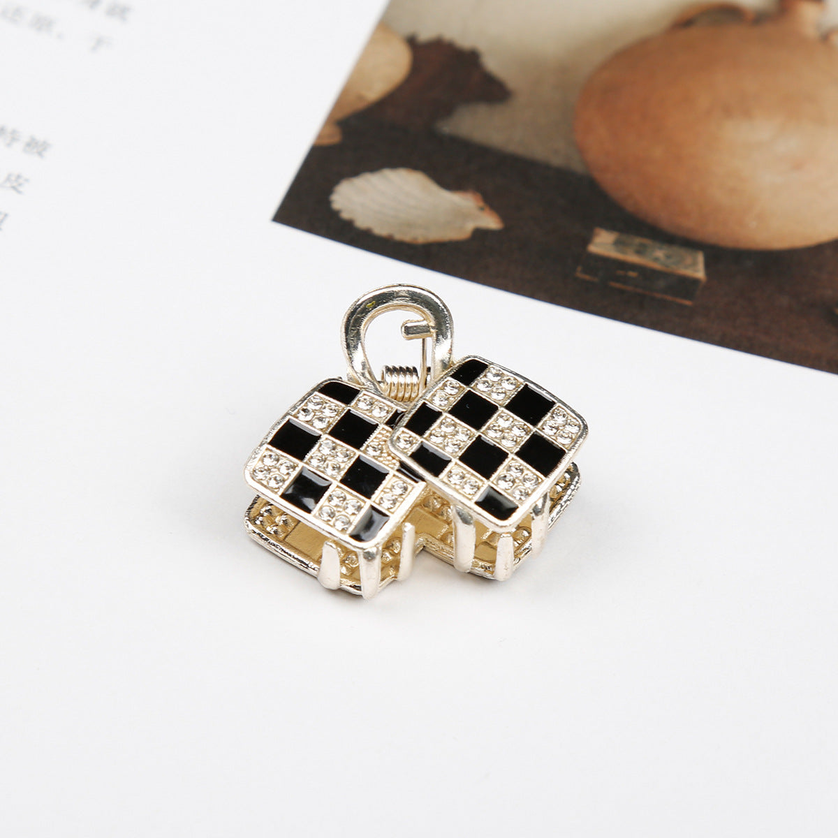 Wholesale Love Checkerboard Water Diamond Alloy Hair Clip