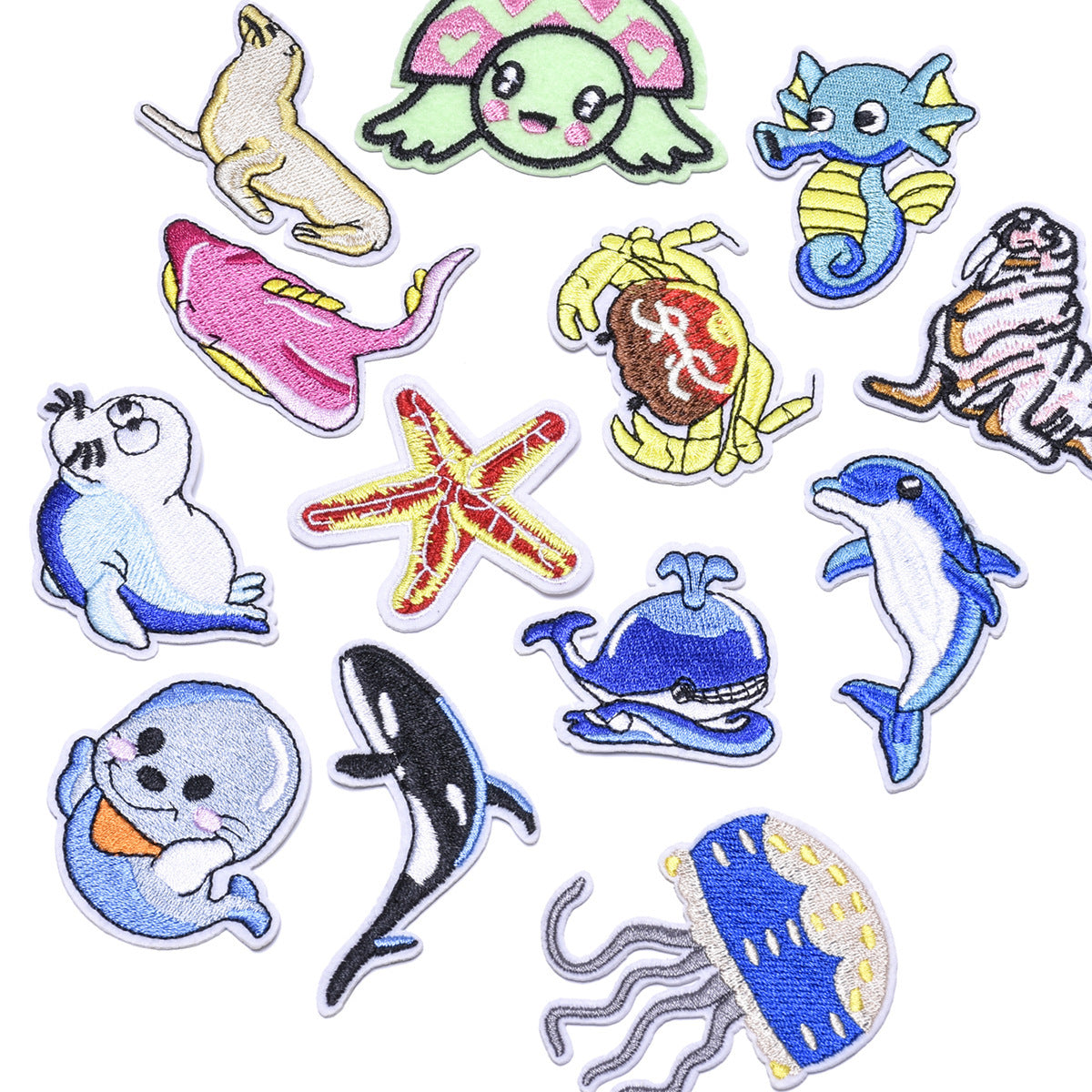 Wholesale Cartoon Ocean Animal Embroidered Patches DIY Sewing Craft Clothing Decoration Chic Fashion Accessory Boutique Resale