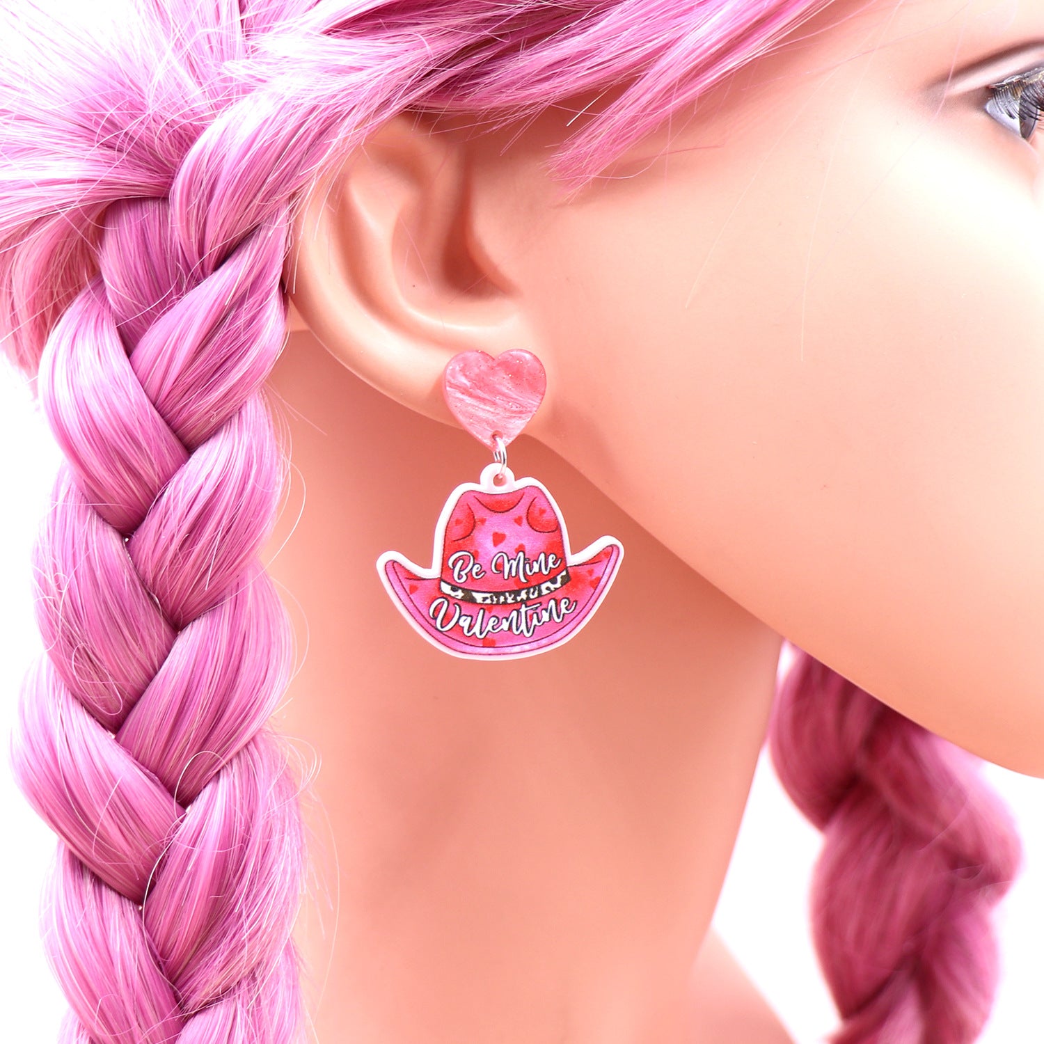 Wholesale Valentine's Day Acrylic Cowboy Hat Love Earrings