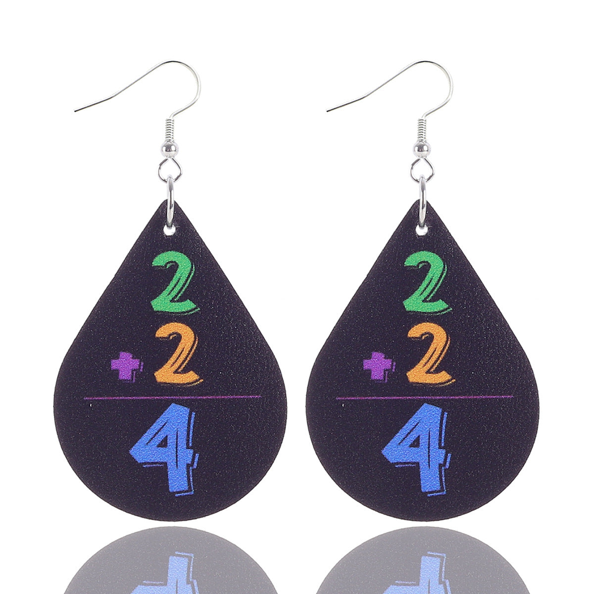 Wholesale Teacher's Day Apple Pencil Water Drop Leather Earrings