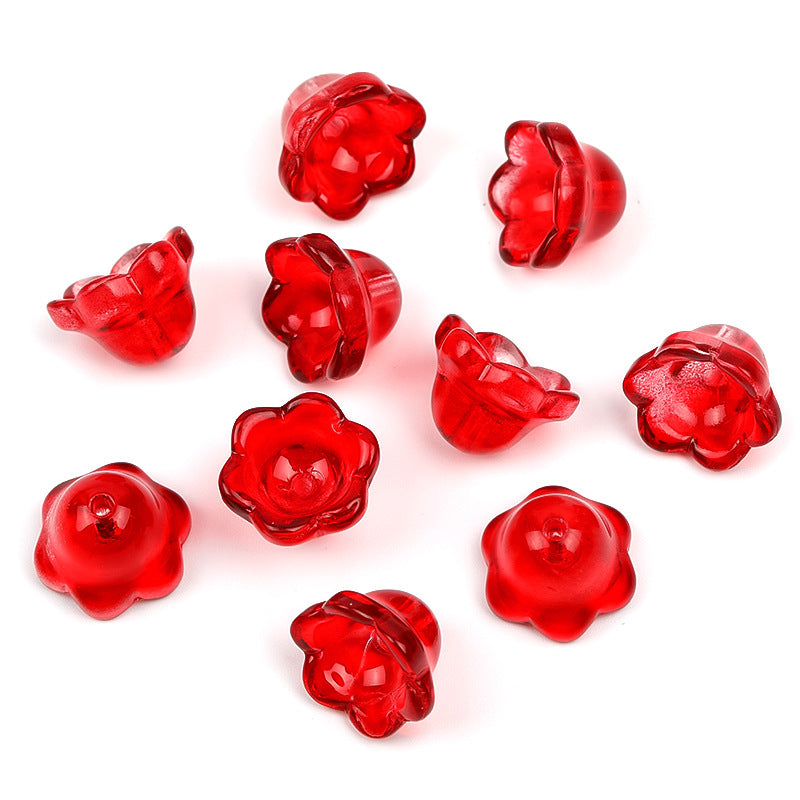 Wholesale 100pcs Crystal Two tone Wind Chime Flower Gradient Glass with Holes DIY Handmade Flower Tray Beads