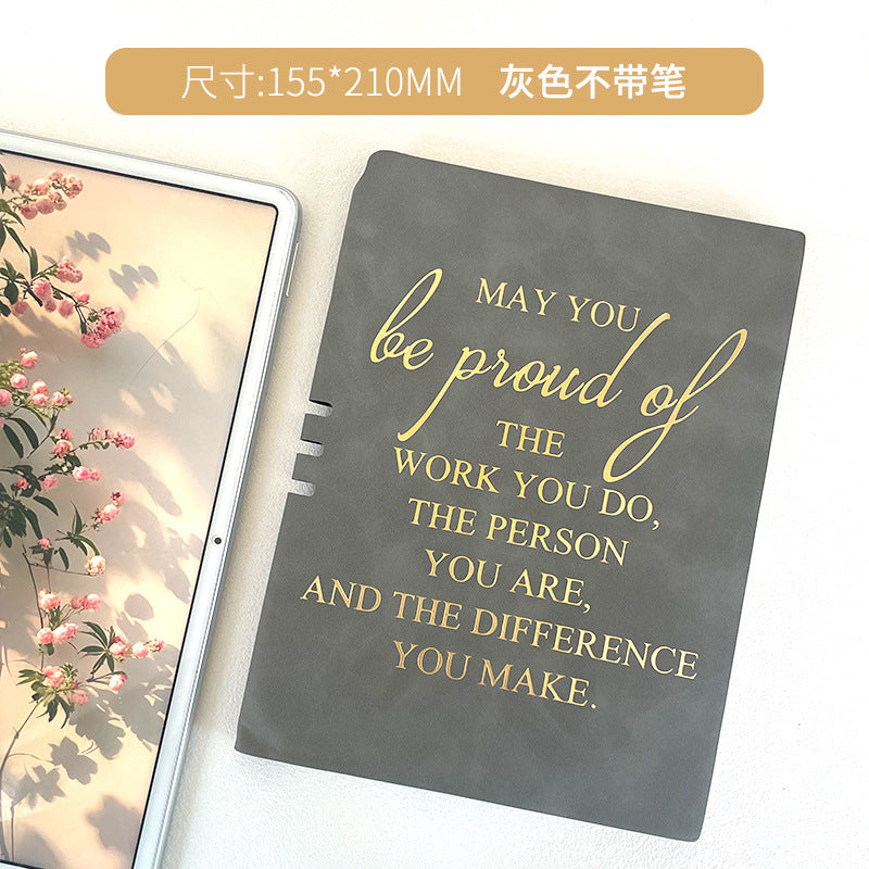 Wholesale ncentive Notebook with Pen Insertable Simple Leather-Covered High-Value Handbook Notepad