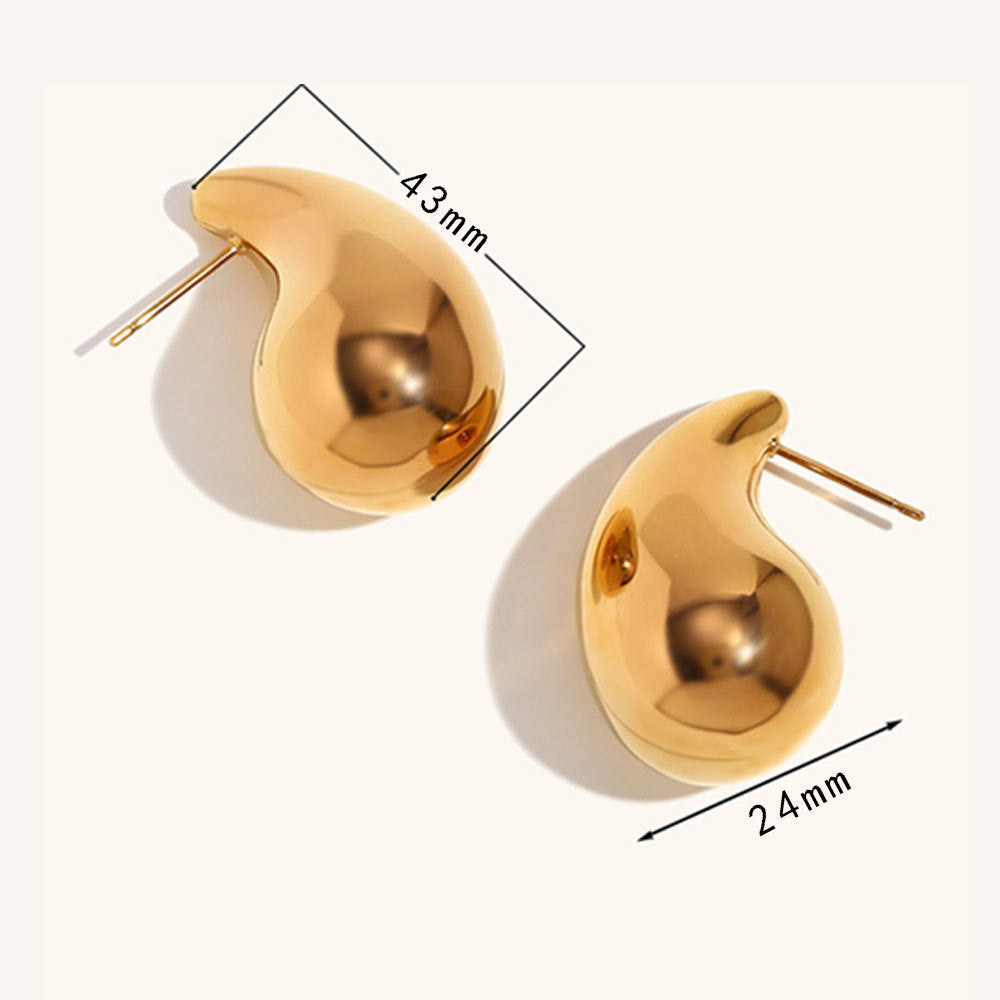 Wholesale Hollow Water Drop Earrings Copper 18k Gold Minimalist Necklace Earring Set