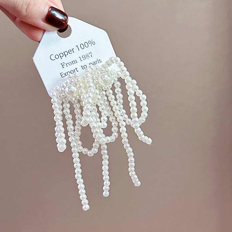 Wholesale Fabric flower super fairy handmade beaded fairy small fresh flower silver needle earrings