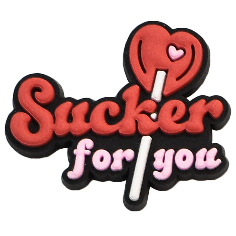 Wholesale random 100pcs Valentine' s Day  Removable Pvc Soft Glue Croc Shoes Charms