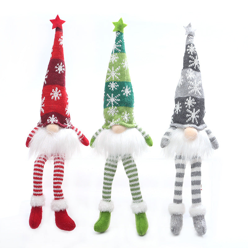 Wholesale Christmas Scene Decoration Props, Illuminated Sitting Posture, Knitted Forest Man Fabric Figurines