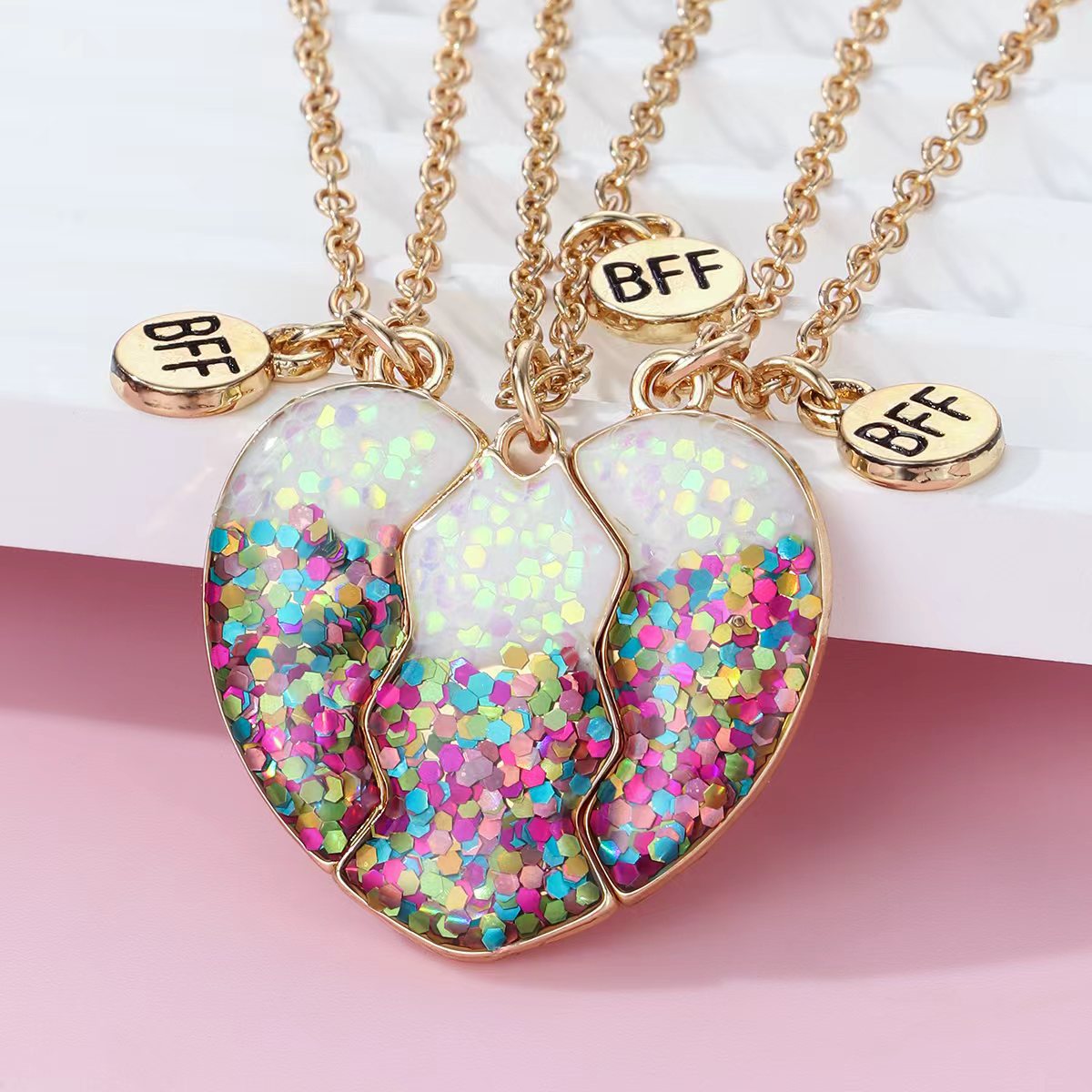 Wholesale  cute alloy dripping onion powder three-piece set Creative Necklaces