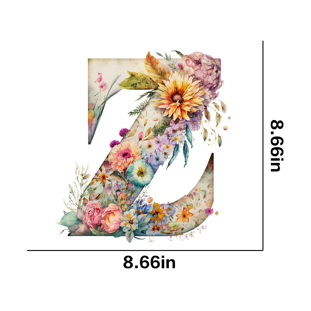 Wholesale 26 letter flower branches and leaves UV DTF Ready to Press Transfers Wraps