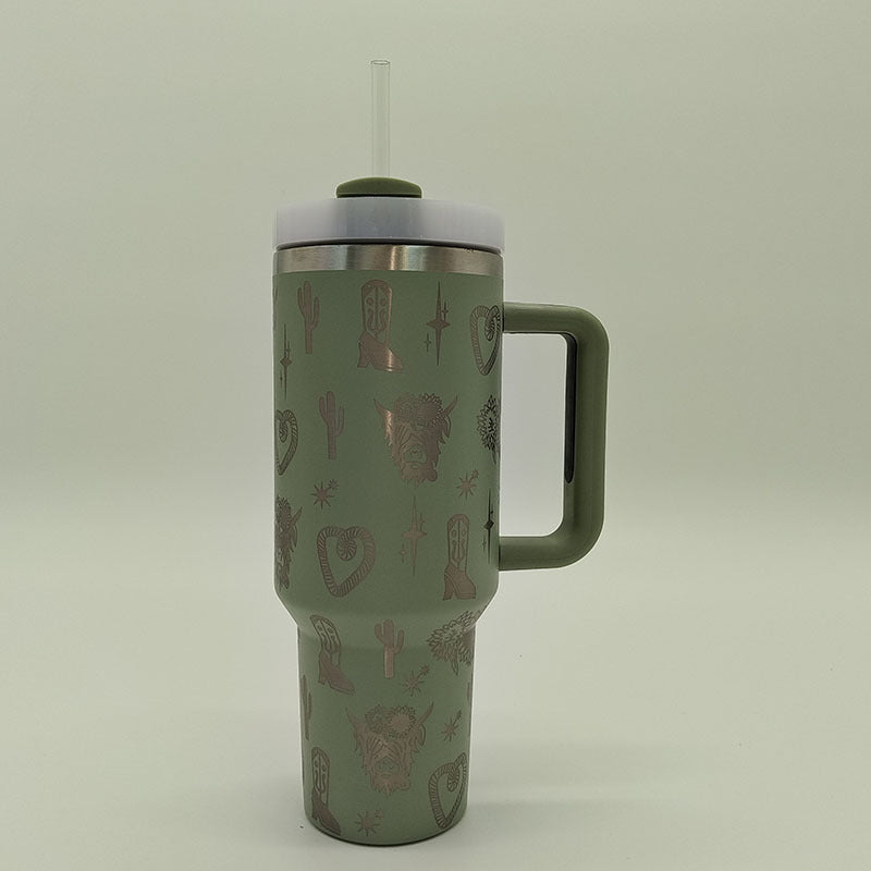 Wholesale Tumbler Ice Bullies Cup  Western Style Laser West Highland Cow Thermos Cup Straw Cup 40OZ Car Cup Ice Cup