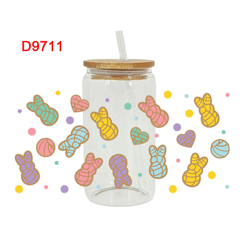 Wholesale UV transfer sticker glass crystal label Crystal sticker 16OZ UV DTF WRAPS 23cmX11cm