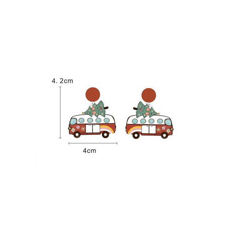 Wholesale Pink  Wooden Drop Earrings Trendy Cartoon Design Fashion Accessory For Party Gift