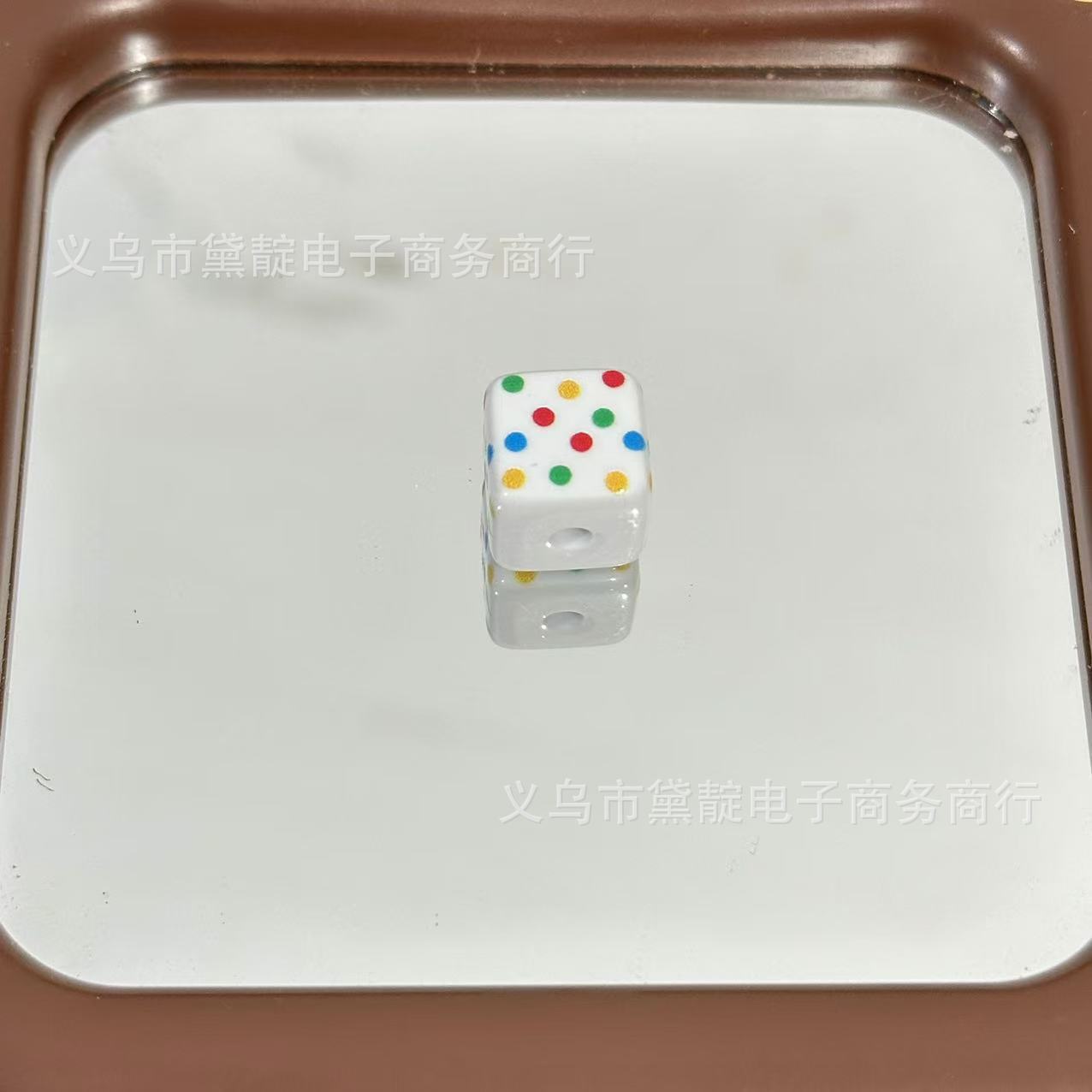 Wholesale 10pcs Color Dot Four-sided Square Acrylic Beads