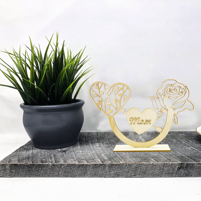 Wholesale of 10PCS/PACK Mother's Day Atmosphere Decoration Wooden Ornaments