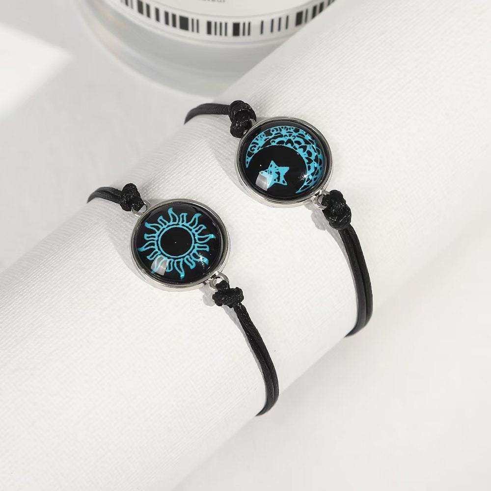 Wholesale  Luminous  Bracelet  Tai Chi Yin and Yang Alloy Base Hand-woven Hand Rope