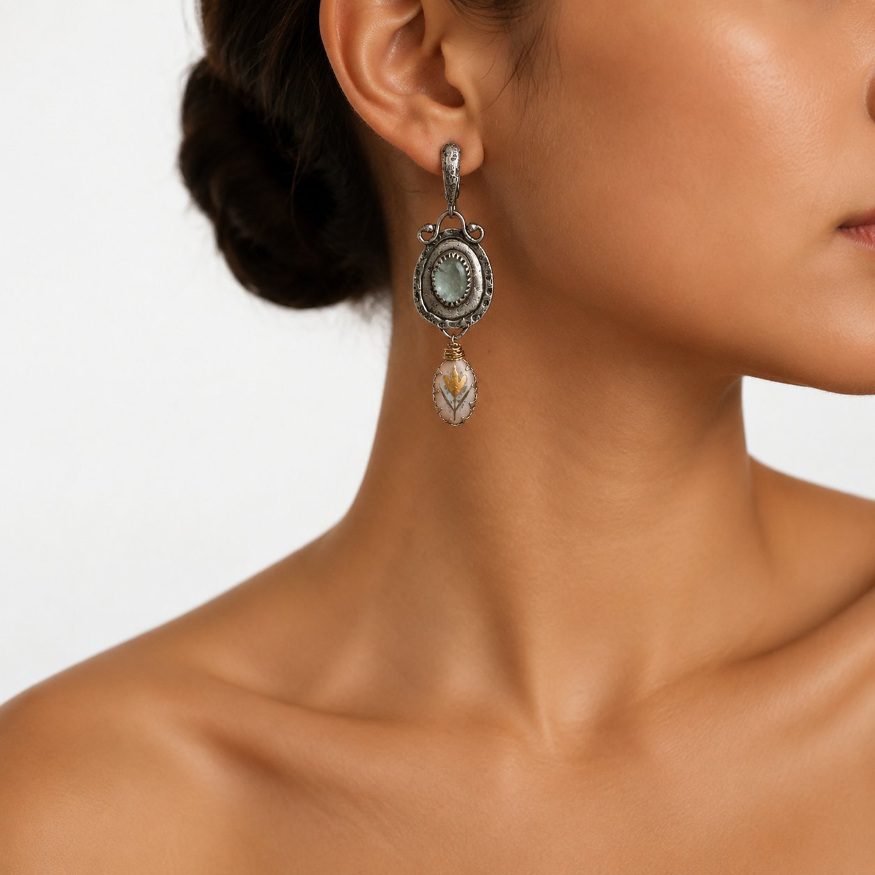 Wholesale Trendy Retro Flower Earrings For Women Alloy Jewelry With Colorful Stones Boutique Resale Gift