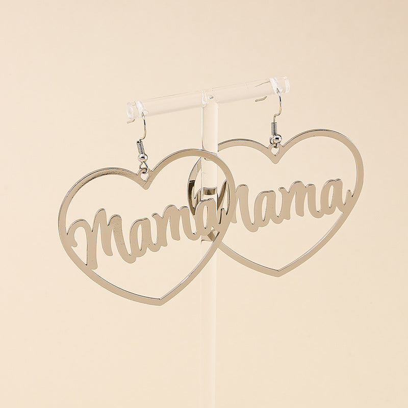 Wholesale Love Letter MAMA Peach Heart Mother's Day Earrings