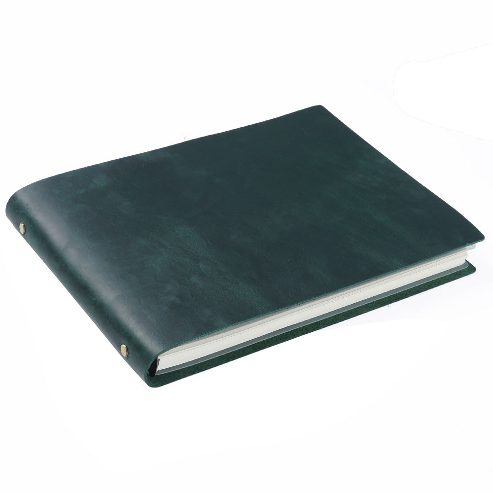 Wholesale First Layer Cowhide A4 Horizontal Handmade Retro Notebook