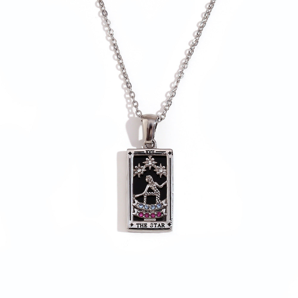 Wholesale Gold and silver Tarot card Stainless Steel Necklace