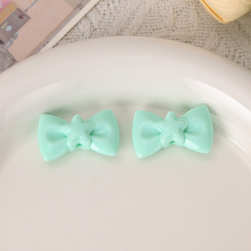 Wholesale  5pcs/pack  cute macaron-colored hollowed-out five-pointed star bow tie beads Acrylic Beads