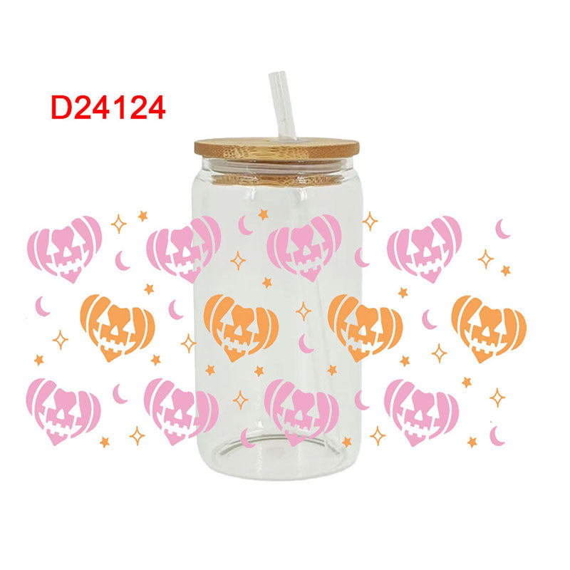 Wholesale Skeleton Bat Halloween 16oz Cup UV DTF Wraps