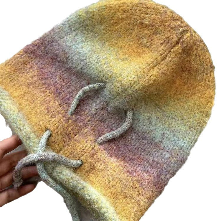 Wholesale Gradient Color Drawstring Curled Hem Pile Hat