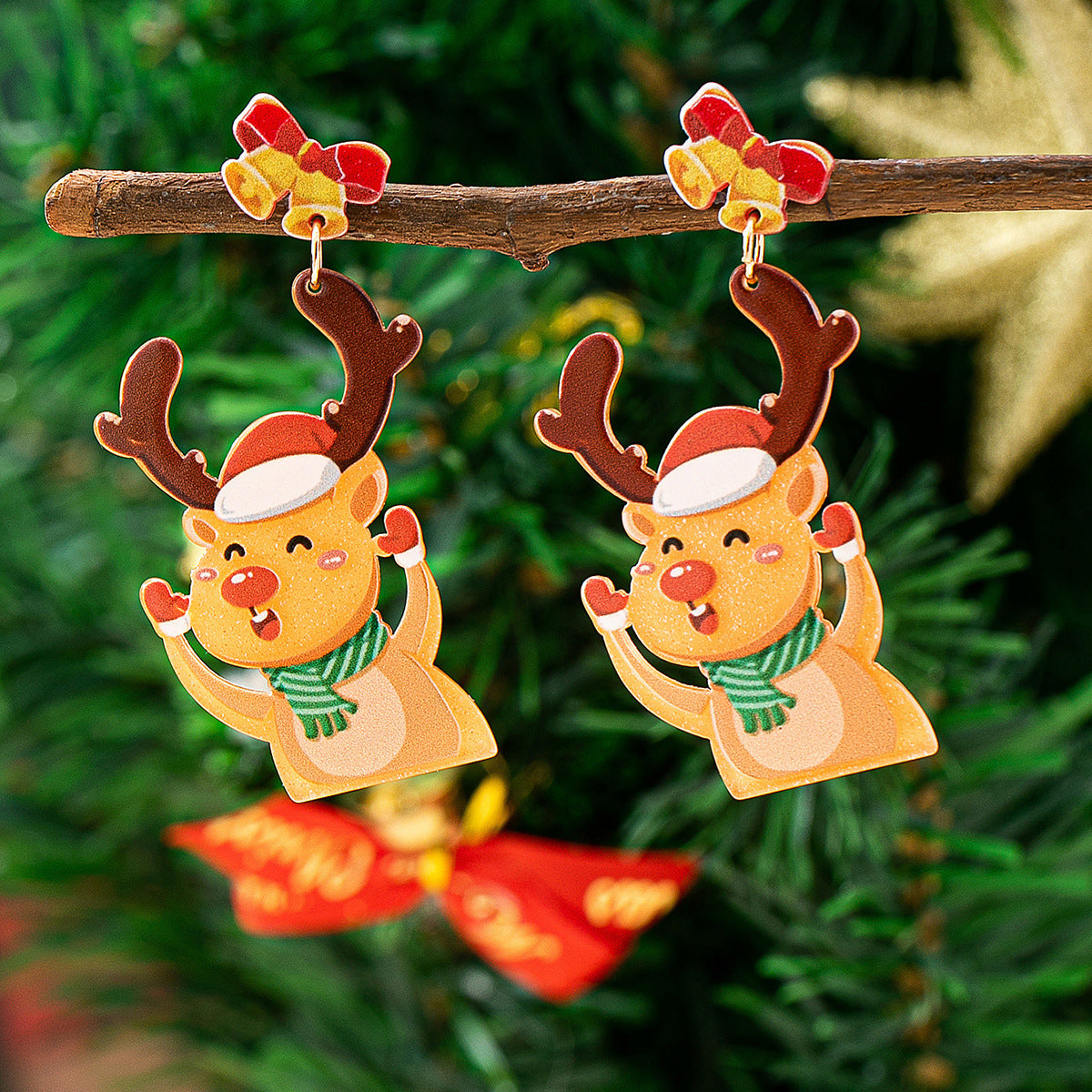 Wholesale 5pcs Snowman  Reindeer Cute Earrings Acrylic Earrings