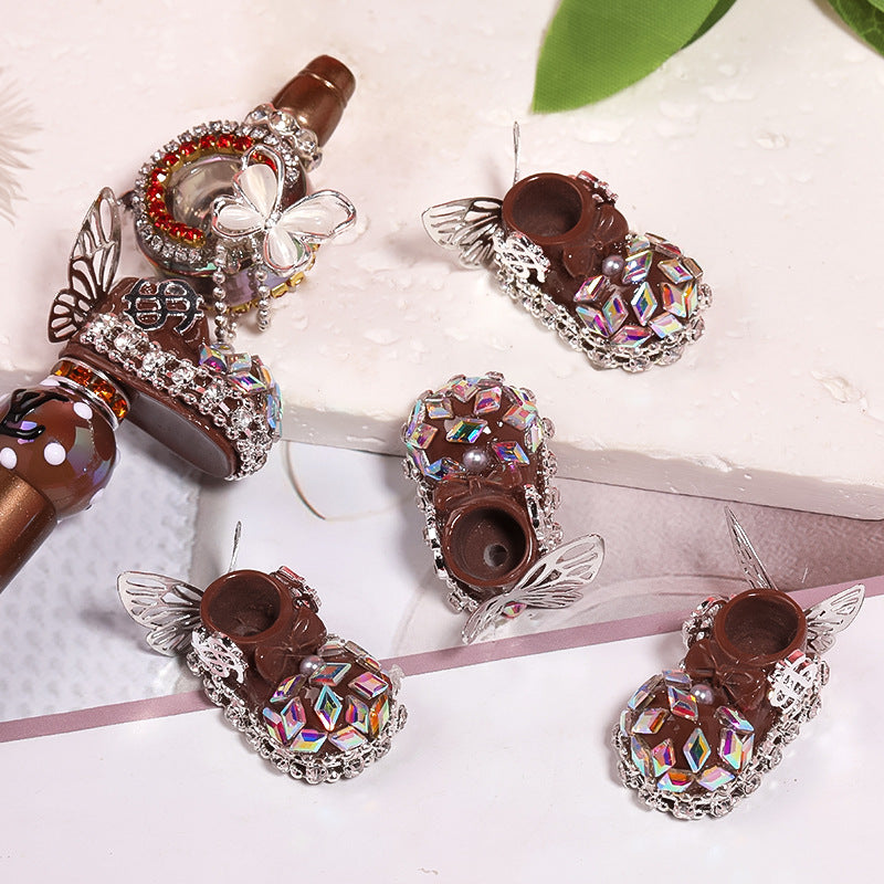 Wholesale 10pcs Heavy Resin Camellia Crystal Shoes Full of Diamond Beads