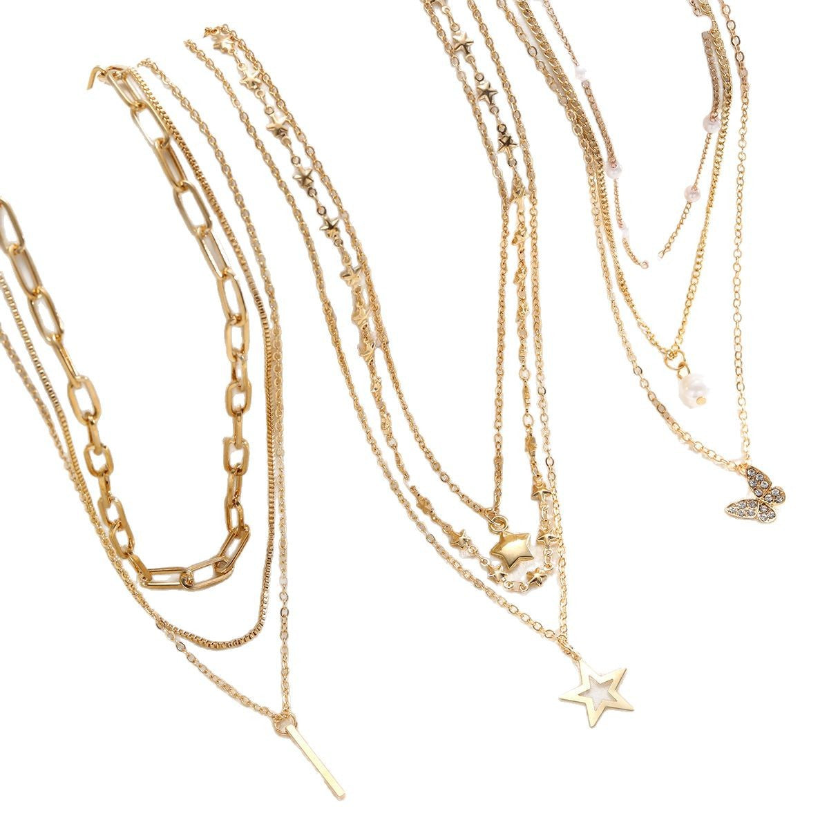 Wholesale Five-pointed star butterfly necklace set