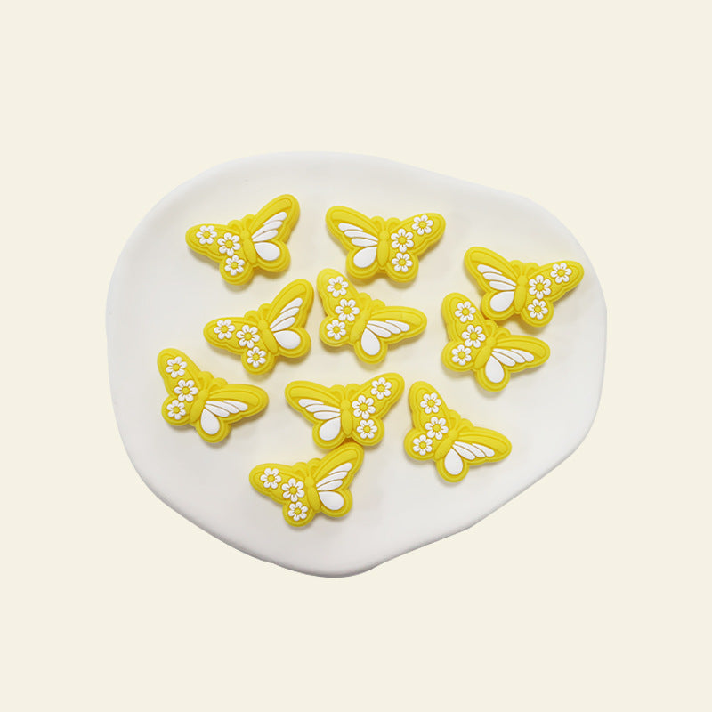 Wholesale silicone beads new epoxy butterfly loose beads baby teether anti-drop chain accessories  Focal Beads