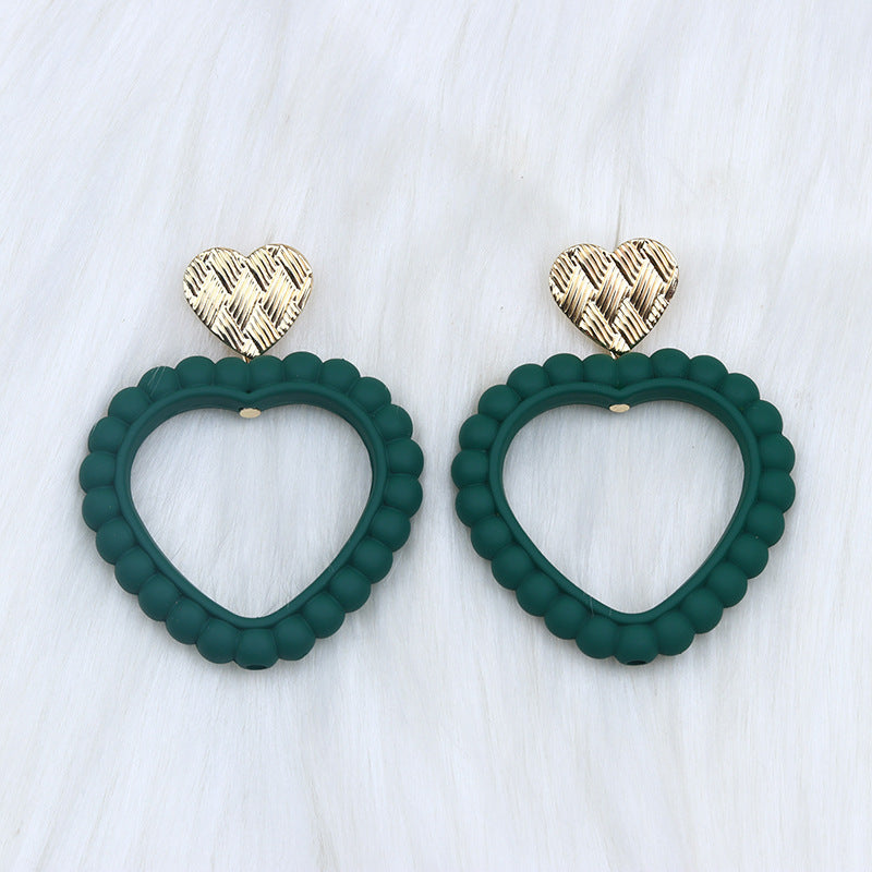 Wholesale Valentine's Day Heart Hollow Acrylic Earrings