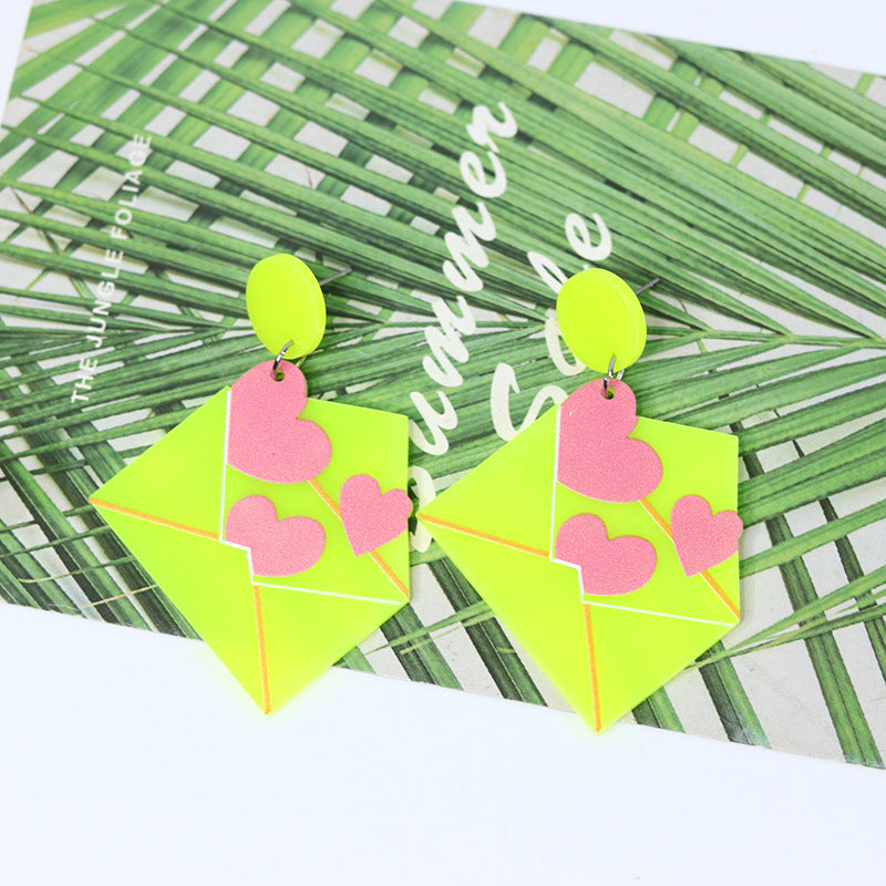 Wholesale Valentine's Day Love Envelope Acrylic Earrings