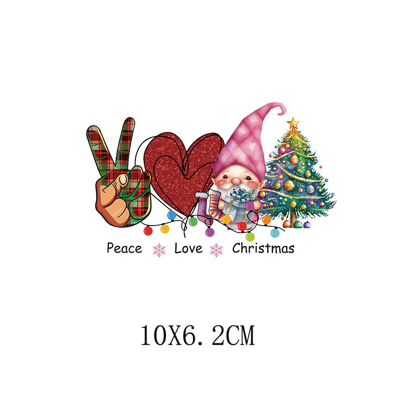 Wholesale 5pcs/pack  Pink Christmas Cartoon House Heat Transfer Pattern Clothing Sticker   UV DTF Ready to Press Transfers Wraps