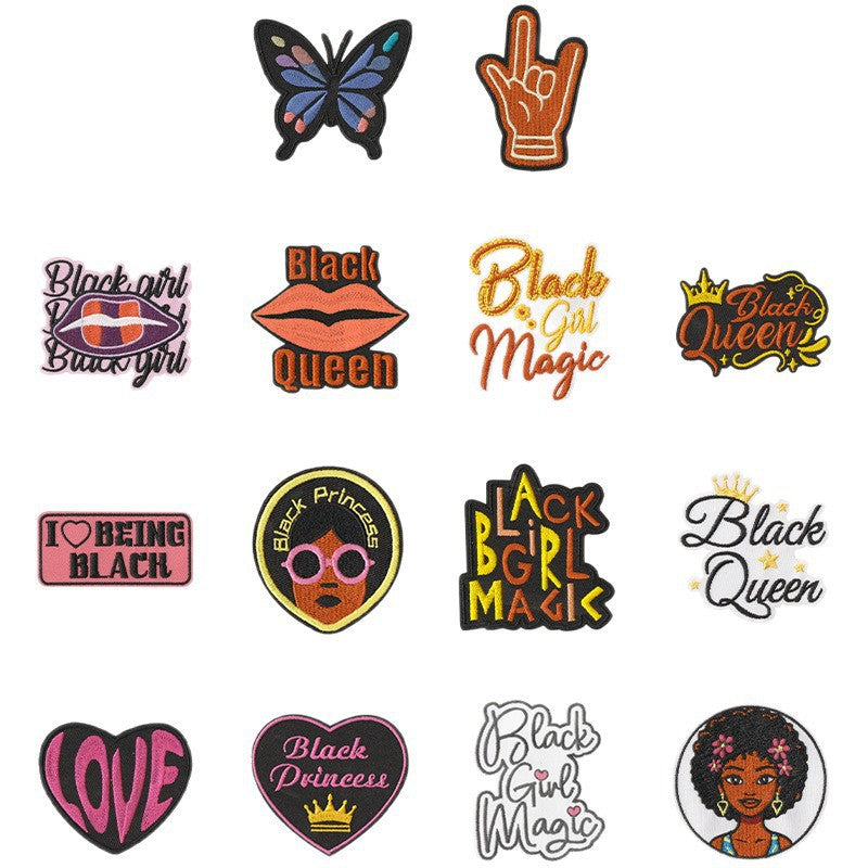 Wholesale Embroidered Patch With Black Independence Day Design Sew On Decorative Badge For Coats Casual Craft Supply For Resale