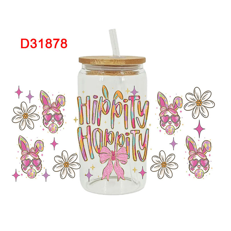 Wholesale Uv Transfer Sticker Glass Cup Crystal 16oz Cup UV DTF Wraps