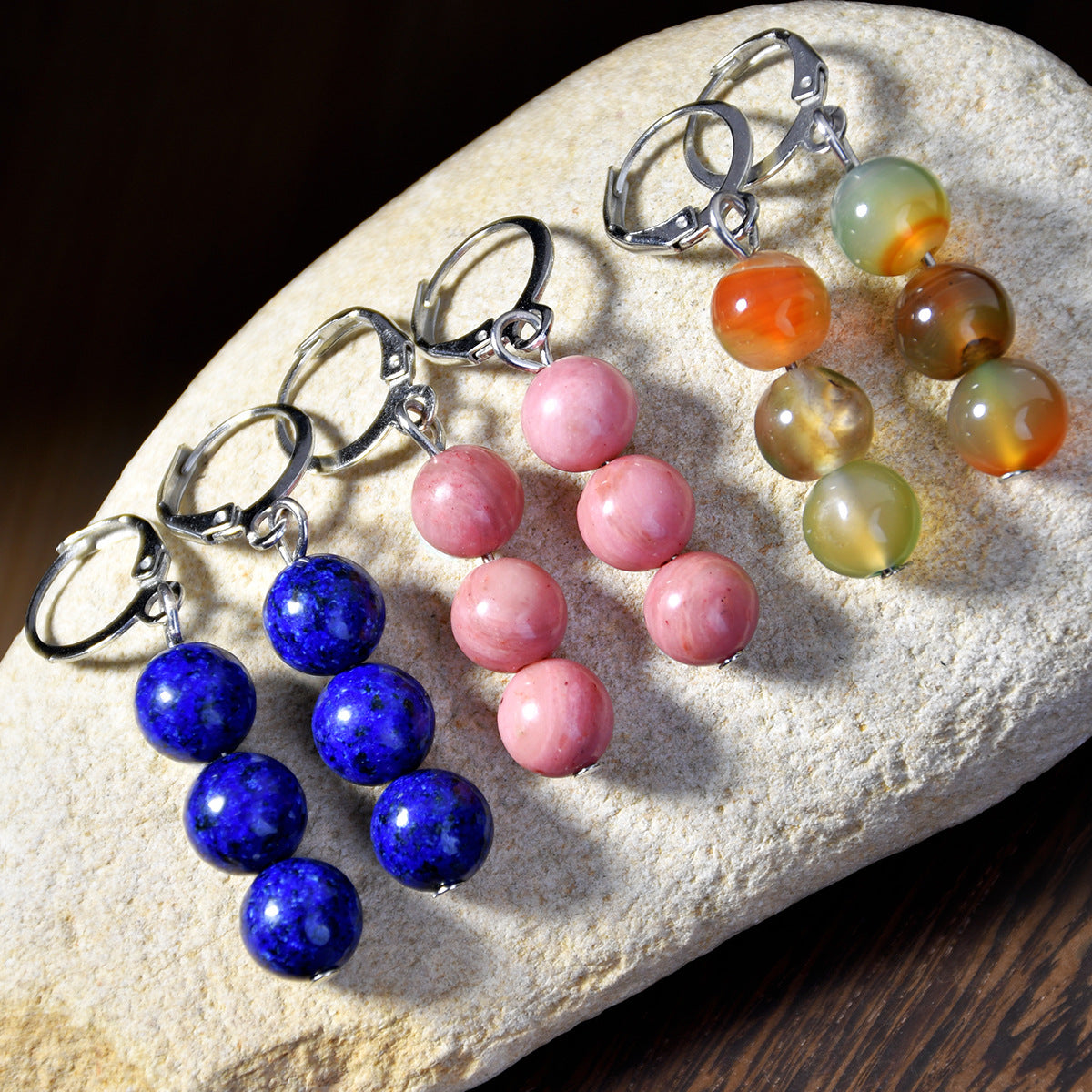 Wholesale Bohemian style natural stone earrings