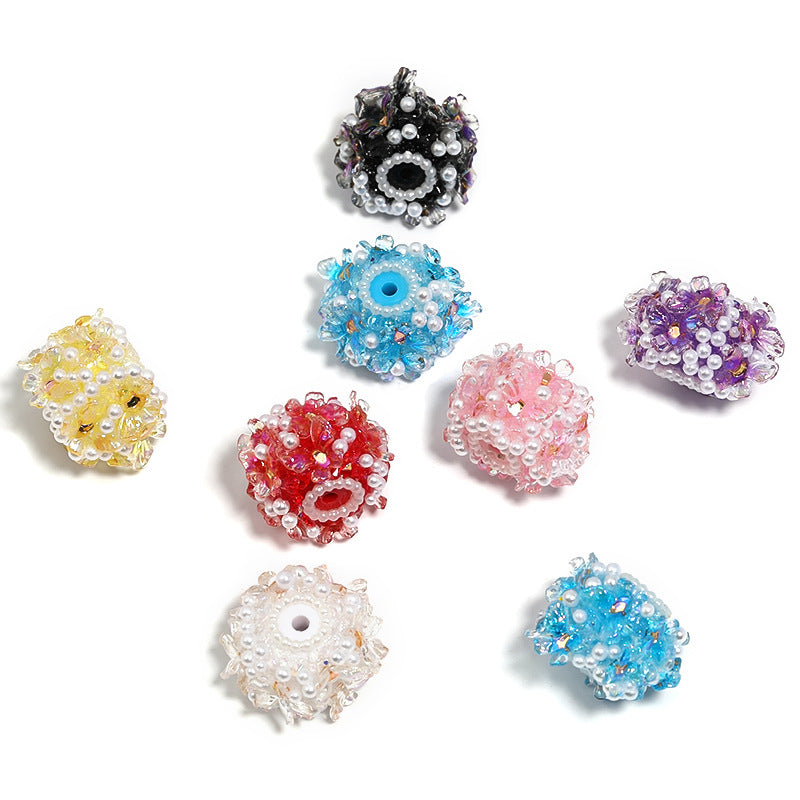 Wholesale 10pcs Heavy Industry Colorful Wings Full Diamond Wheel Butterfly Pearl Diamond Ball Diy Beads