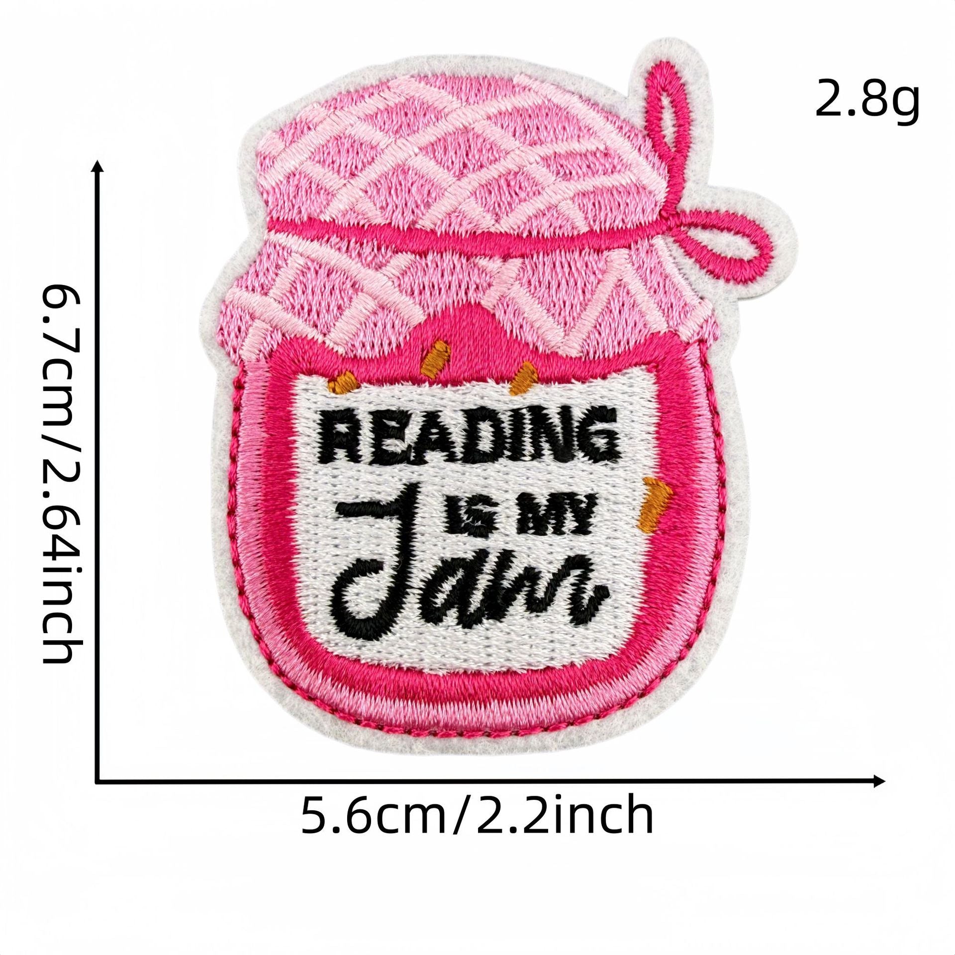Wholesale Pink Reading Theme Embroidered Patches Book Decorative Stickers 15Pcs For Clothes Bags DIY Gift Boutique Resale